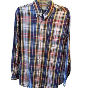 Christopher Hayes Single Needle Men's Multicolor Plaid Button Up Shirt Size L